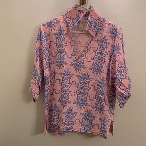 Pretty Tunic top, pink and blue, size small